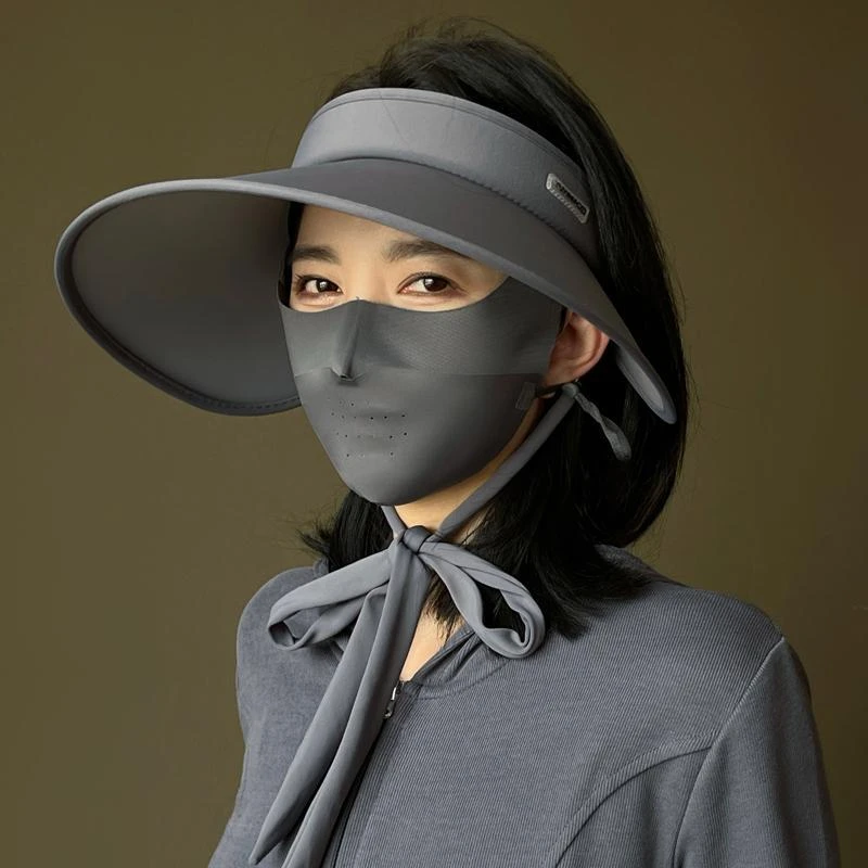 夏季纯色绑带大檐遮阳防晒帽户外出游遮阳帽空顶帽显脸小太阳帽