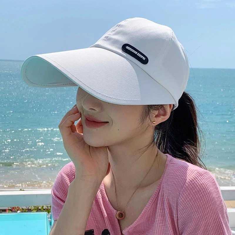 12CM加长定制宽帽檐鸭舌帽女防晒帽防晒棒球帽大头围太阳帽扎马尾