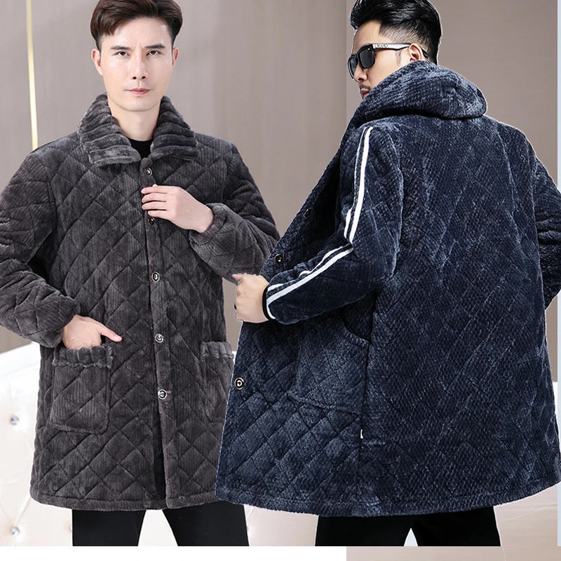 男士冬季加绒罩衣外套加厚工作服棉衣宽松加大防寒耐脏保暖棉服