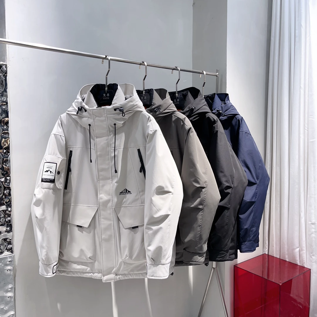 【赢家】冬季加厚户外连帽冲锋半长款工装90绒保暖情侣羽绒服9903