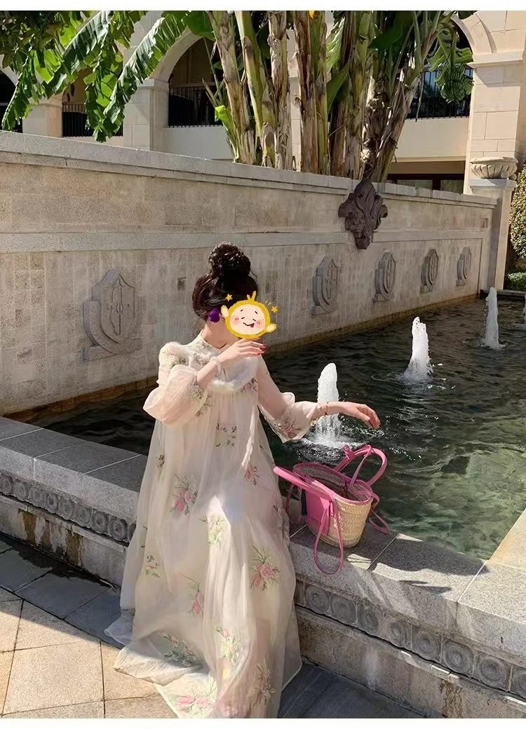 【FN~落日繁花】2024法式设计感盘扣气质显瘦连衣裙