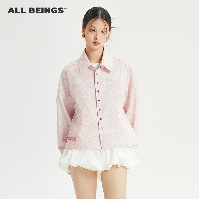 ALL BEINGS【年中折扣款】玫瑰色平切彩扣衬衣