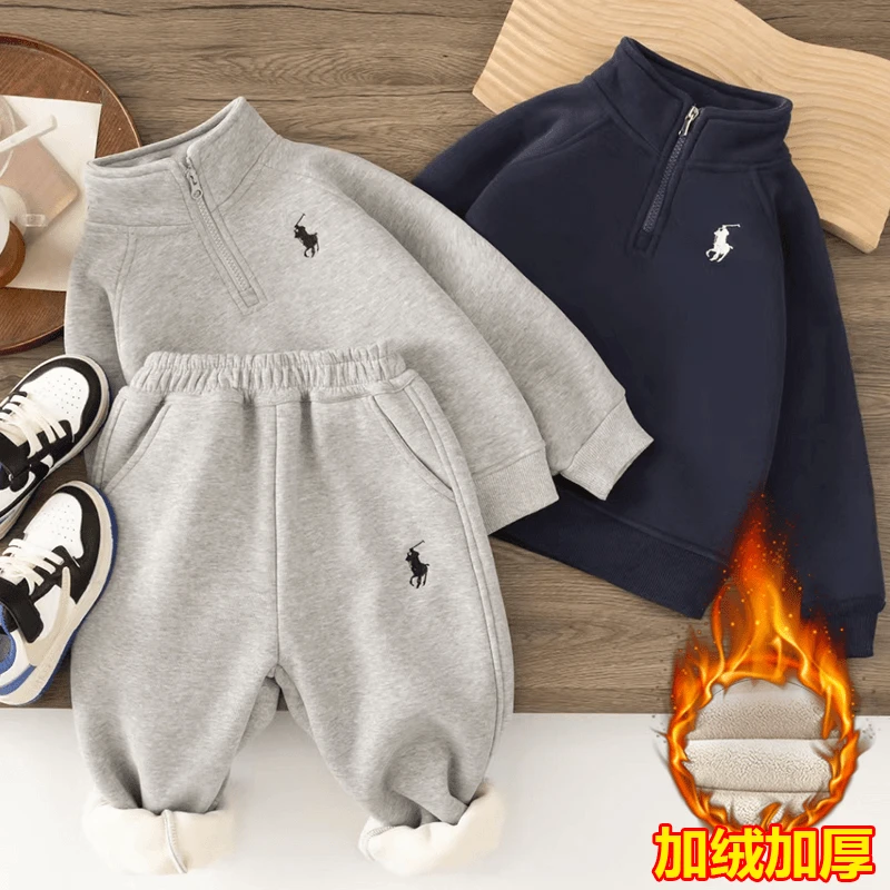 【加绒】冬季童装加厚保暖2025运动套装儿童卫衣韩系2件套潮