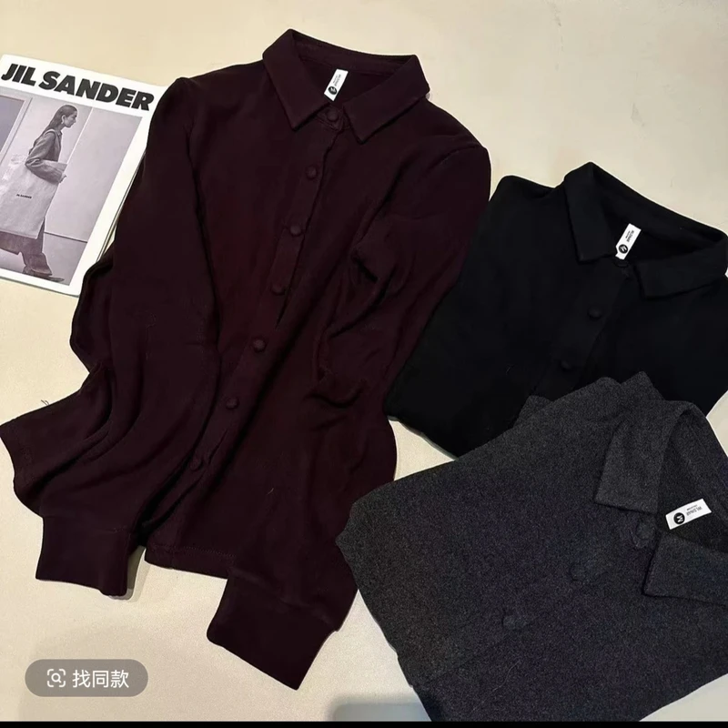 《姚家优麦汇》Y3935秋冬款衬衫领设计感时尚百搭长袖显瘦上衣款女