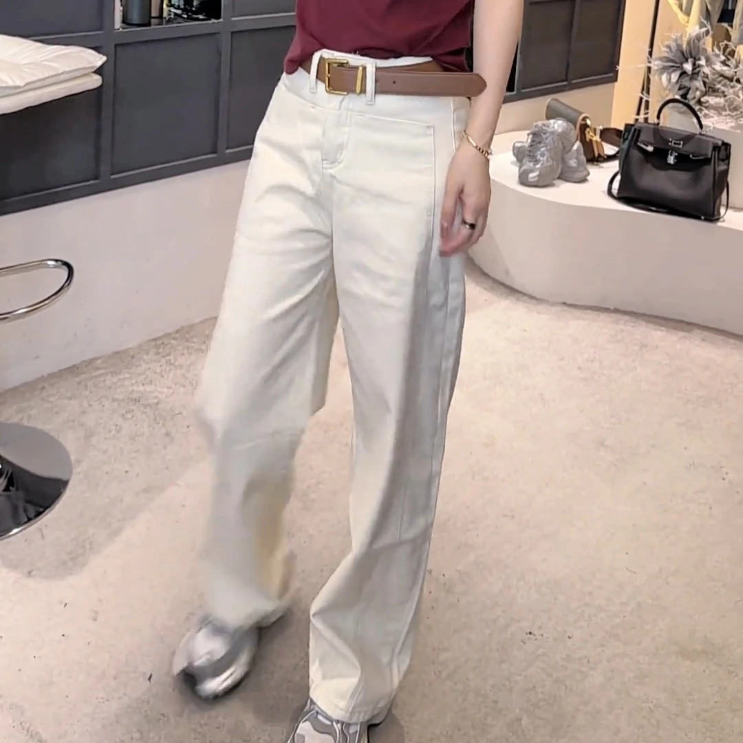 K623早秋款水洗牛仔裤气质炸街显瘦百搭直筒裤高腰休闲女士镰刀裤