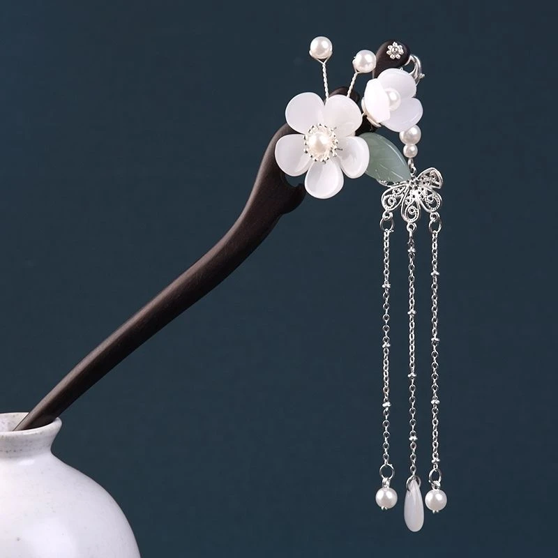 木发簪女古风发饰盘发木簪流苏步摇簪子树脂吊坠汉日常古典中国风