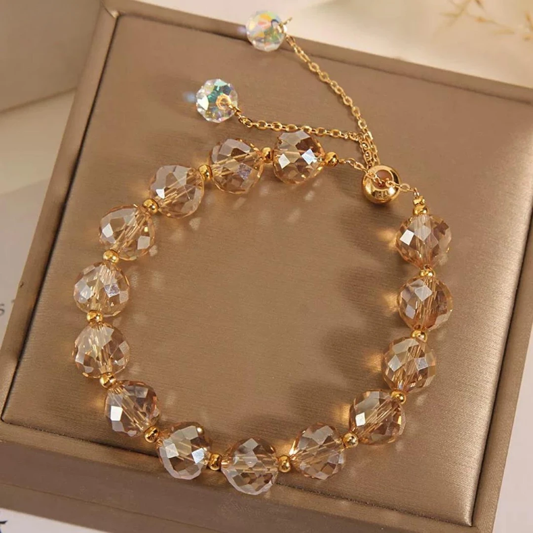 气质仿水晶编织手链女小众设计个性手镯简约学生闺蜜手环手饰品