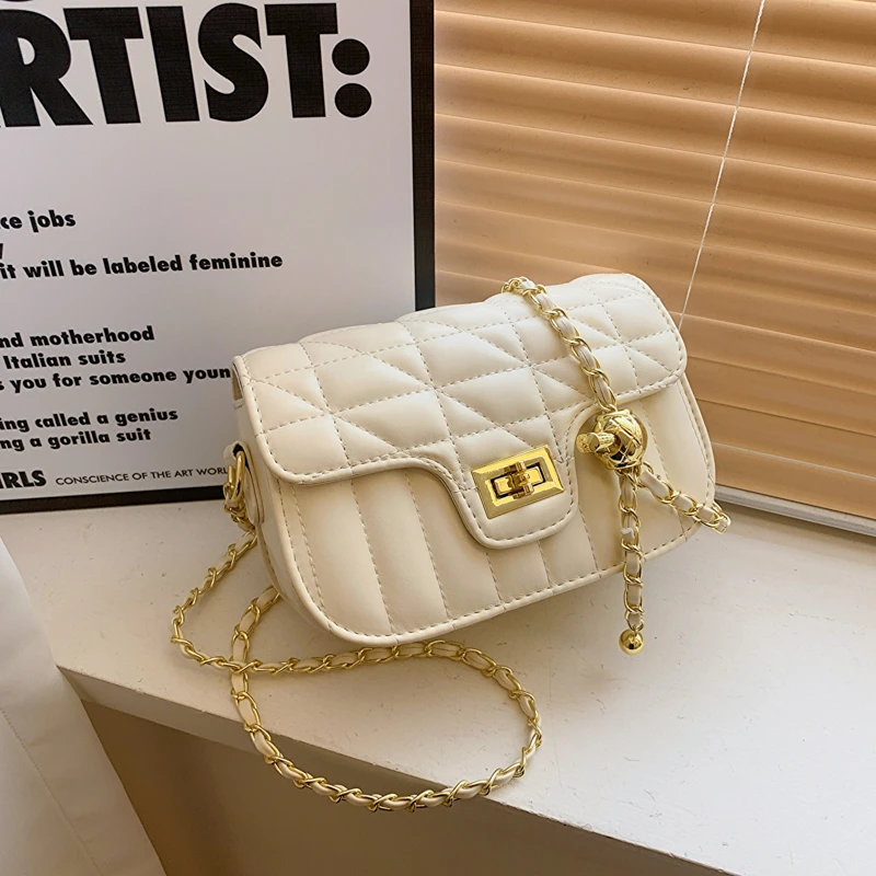 手机包女斜挎2024新款高级感时尚洋气小方包小香风菱格链条包软皮