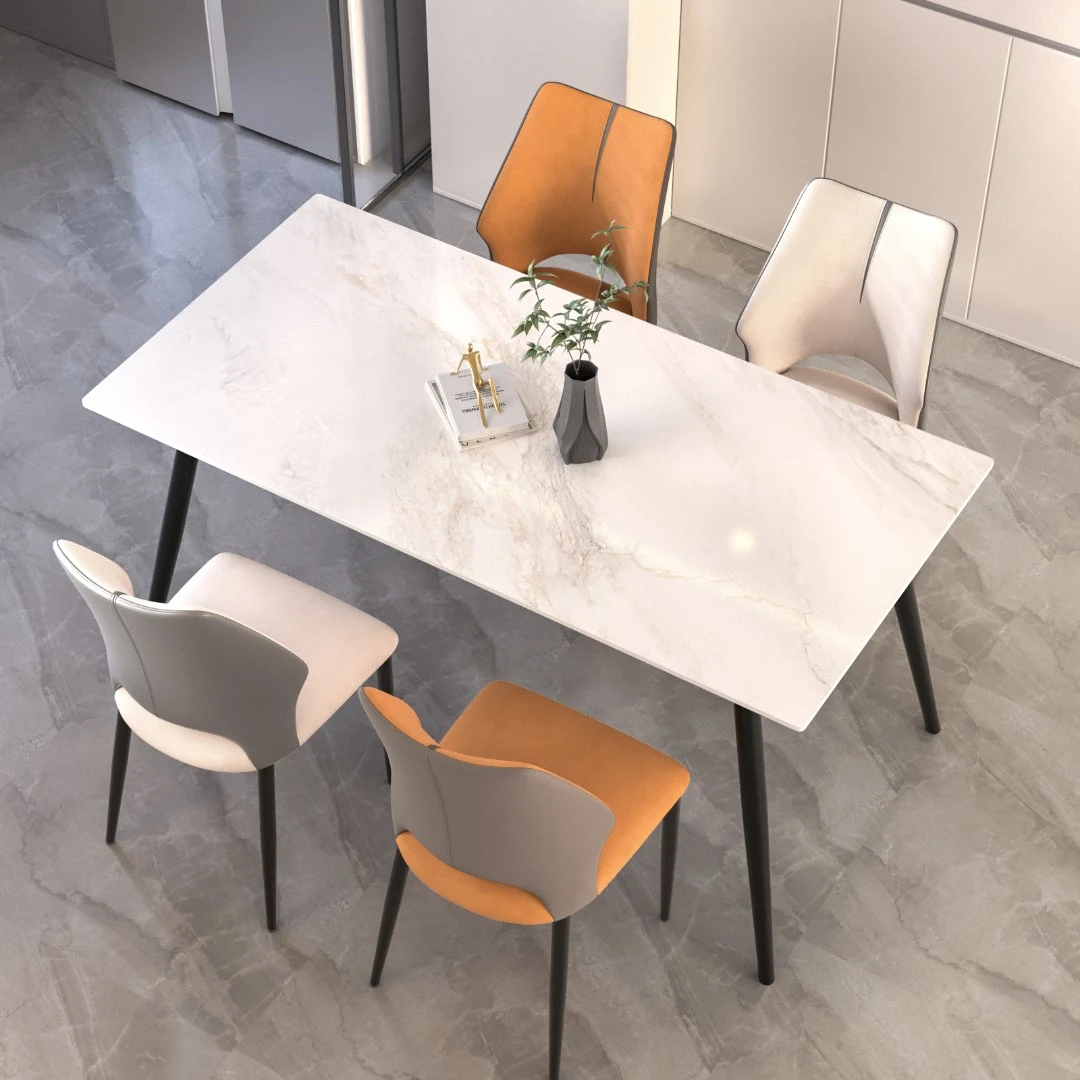 意式轻奢岩板餐桌椅组合家用小户型客厅现代简约长方形吃饭歺桌子