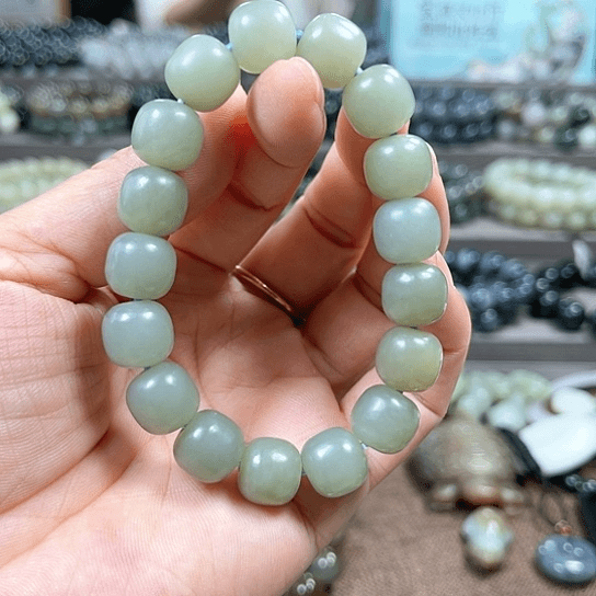 和田玉手链未镶嵌新疆和田且末蓝卡12