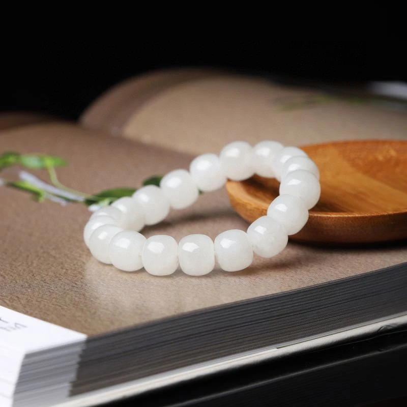 天然青海料和田玉老型珠手串卡10