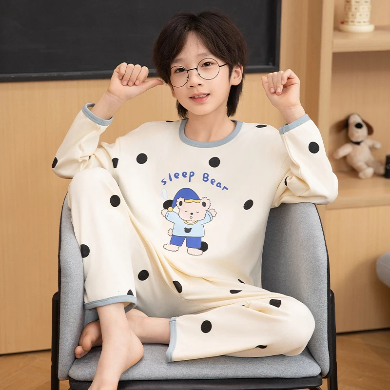 2024年新款秋冬睡衣男孩卡通纯棉长袖儿童男童小中大童家居服套装