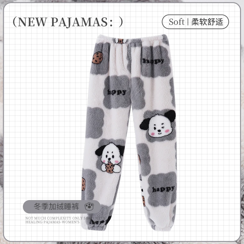 睡衣睡裤长裤秋冬季2024新款珊瑚绒加绒加厚法兰绒保暖家居裤单件