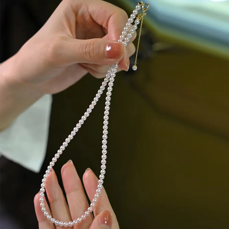 【即将涨价】18k金极光正圆小米粒小米珍珠项链 媲美akoya海水精致