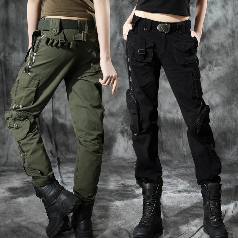 秋冬显瘦工装裤女加绒宽松嘻哈潮帅气直筒显瘦军绿色休闲裤户外