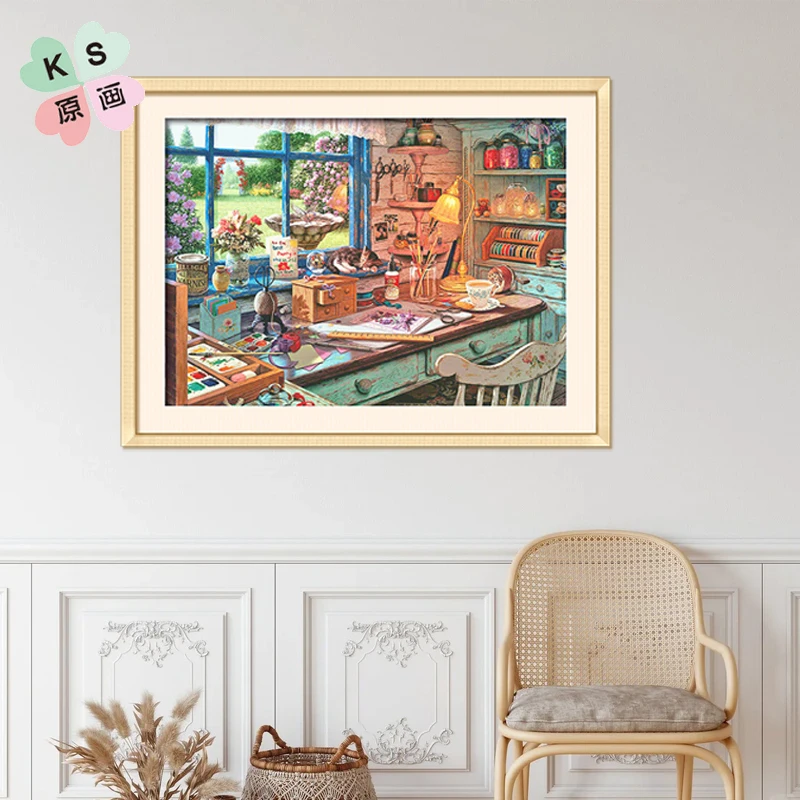 【新品】KS十字绣手作时光满绣物语系列清新印花手工线绣