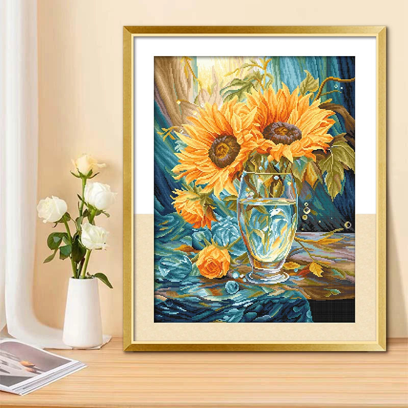 ks十字绣向阳而生新款向日葵客厅卧室挂画自己绣手工棉线满绣
