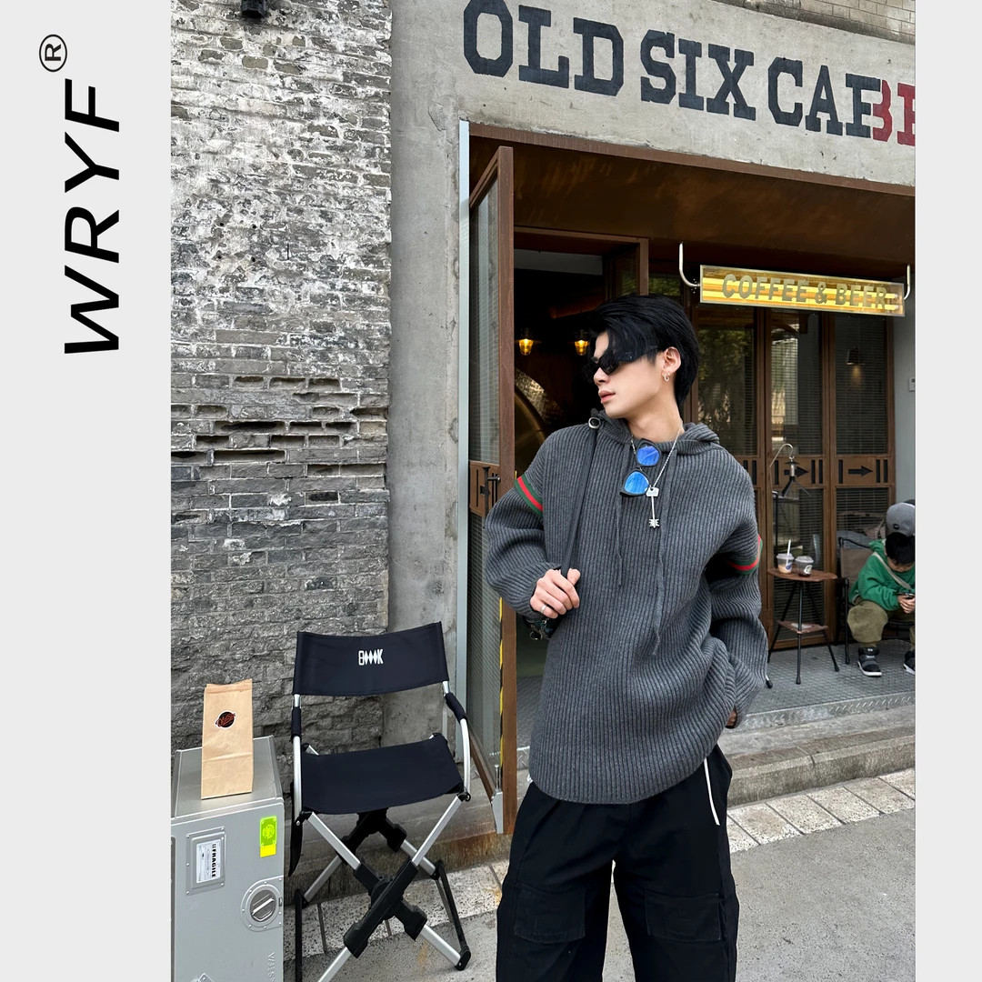 【自主】G家罗纹针织男女宽松老钱风简约设计帽衫