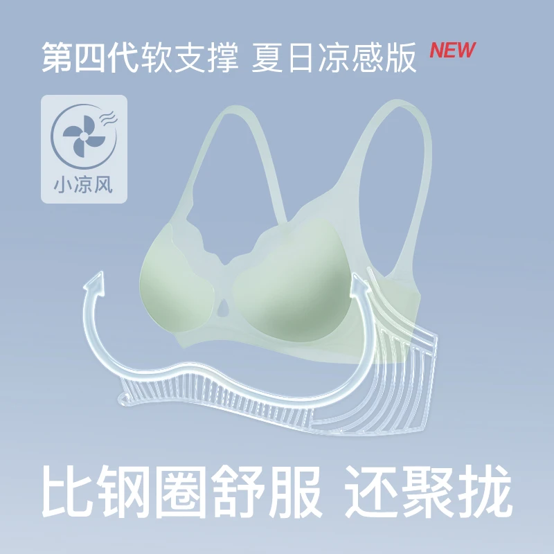 【拍二立减】凉感花瓣杯夹心软支撑背勾文胸夏季透气凉感聚拢承托sp