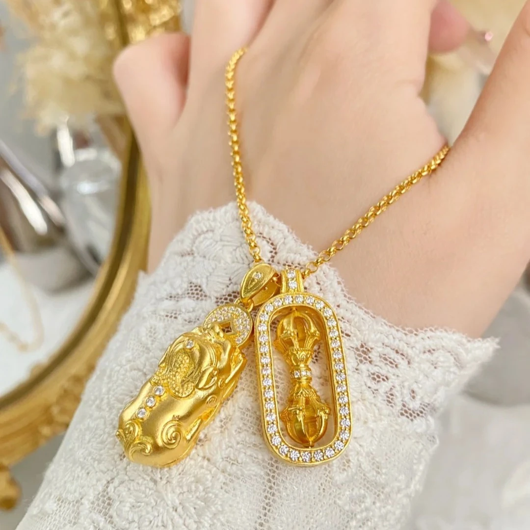 钛钢项链 新中式秋冬雅丹貔貅降魔杵项链女款时尚气质轻奢锁骨链