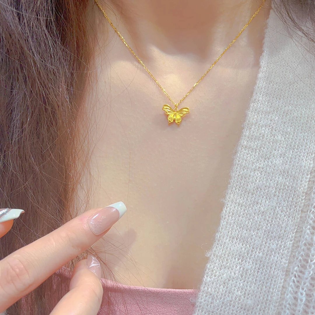 钛钢项链 花丝蝴蝶项链女轻奢设计感森系甜美精美化蝶锁骨链颈链