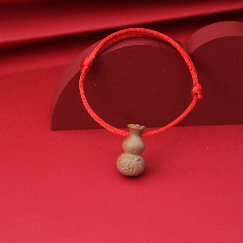 非金属锦纶手链 端午节葫芦桃木手工古法可调节宝宝手绳红绳饰品