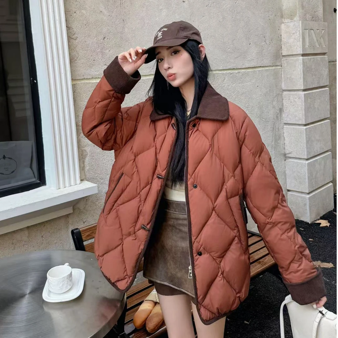 2024年新款小蜜蜂9020款90白鸭170克中厚中长款羽绒服