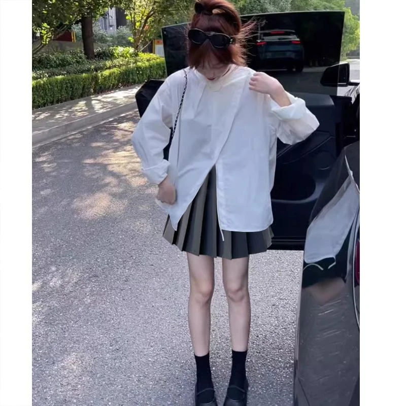 秋季穿搭一整套女2024新款韩版设计感衬衫上衣显瘦短裙两件套装