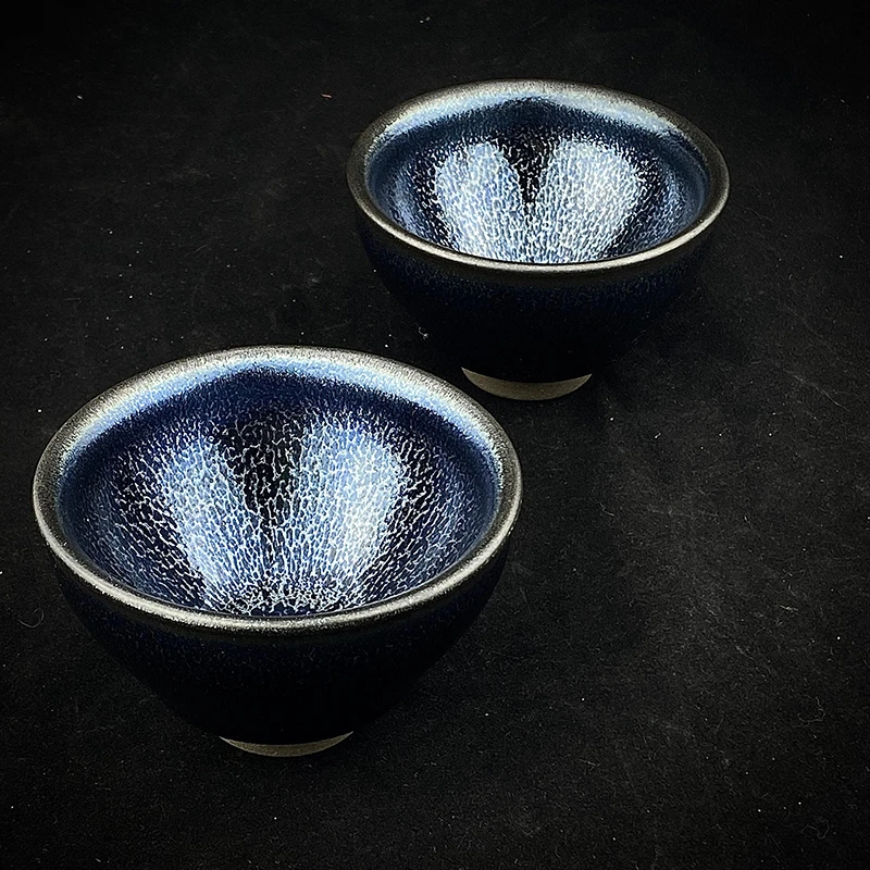 正品建盏蓝麒麟茶杯主人杯纯手工建盏杯油滴对杯高端礼盒茶具套装