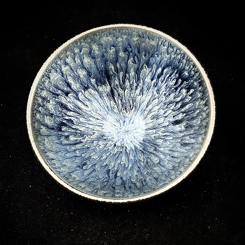 盏杯建盏茶杯窑变油滴蓝百花将军杯陶瓷茶具茶盏纯手工主人杯单杯