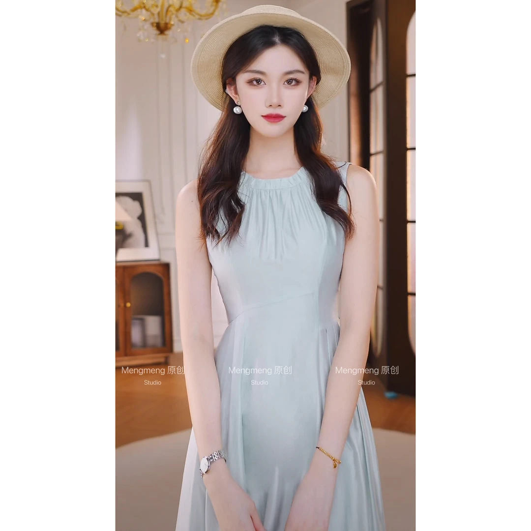 【梦梦&GERTCOREL】水月光简约气质无袖款收腰白色连衣裙CC242L1295