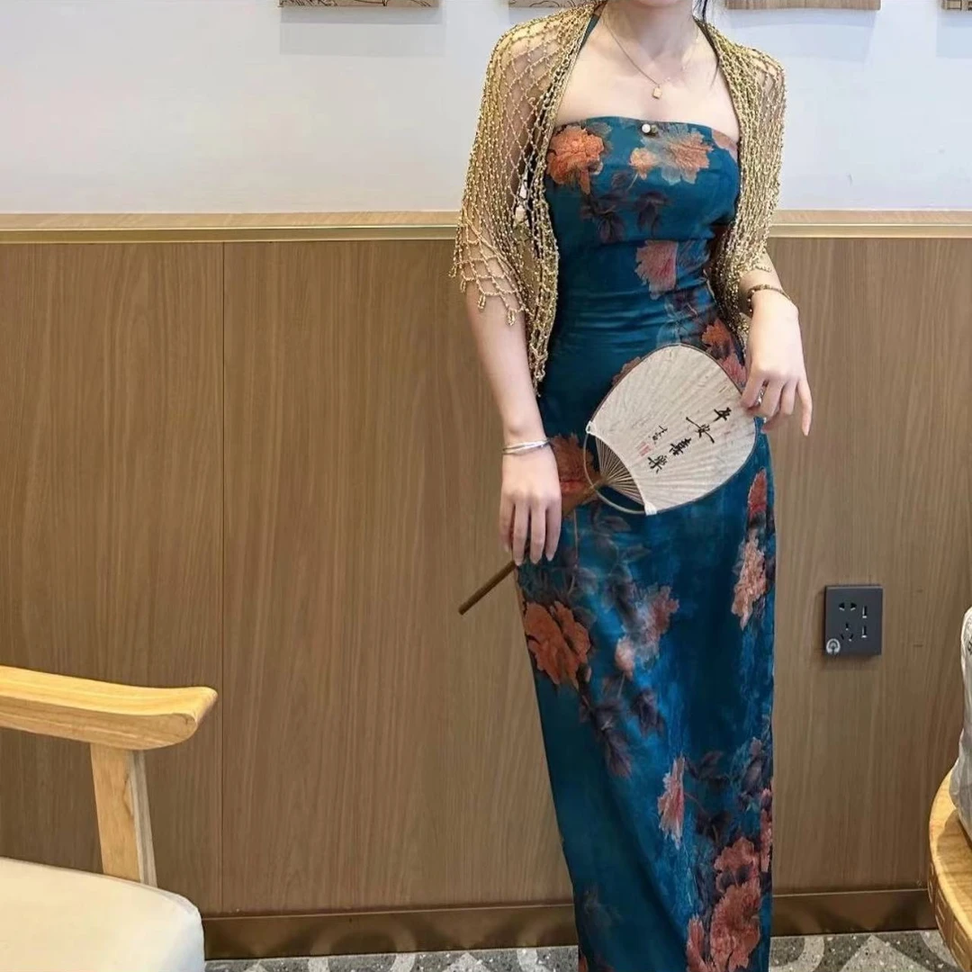 画报夫人同款金色披肩