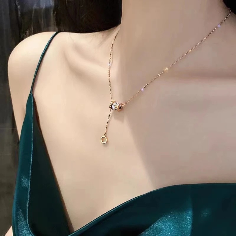 钛钢项链 时尚流苏小蛮腰锁骨链毛衣链轻奢气质简项链百搭坠链