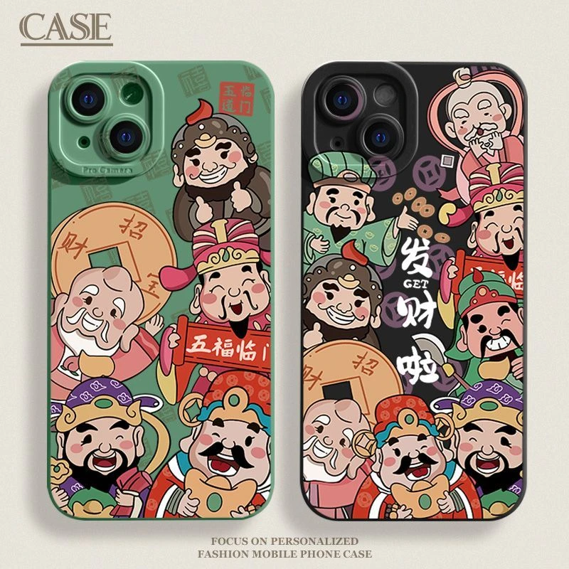 五福临门苹果15手机壳iPhone14ProMax女13/7/8P/12/xr全包X软壳11
