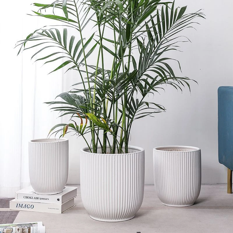 白色花盆陶瓷北欧简约高档大号客厅摆设种植龟背竹散尾葵绿植专用