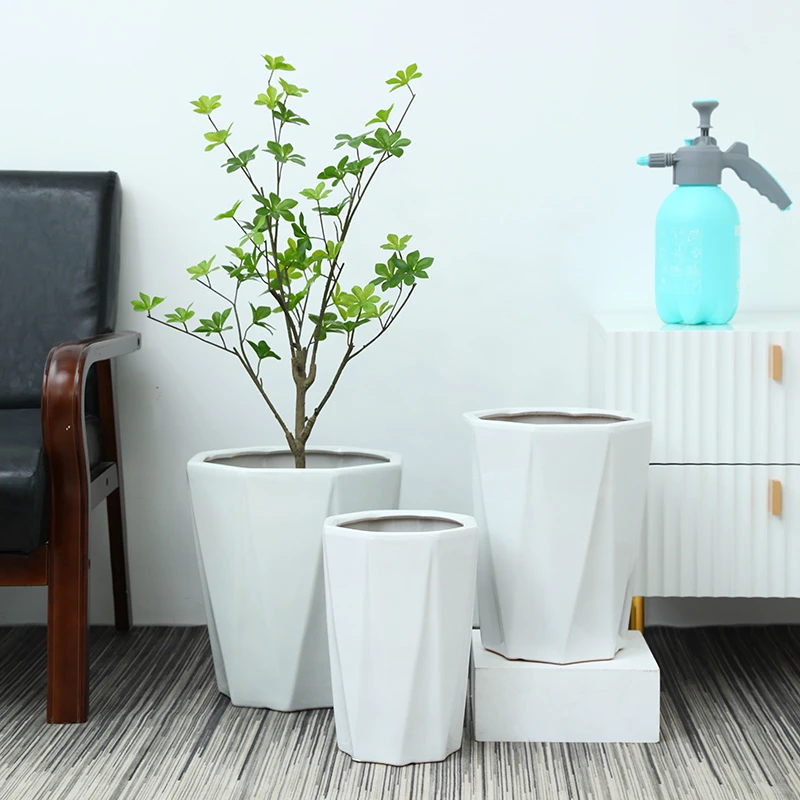 北欧陶瓷花盆家用白色简约客厅绿植发财树专用金钱树虎皮兰兰花盆