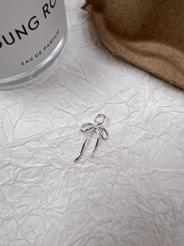 吊坠925银 韩版厂甜美时尚百搭立体飘带蝴蝶结银吊坠