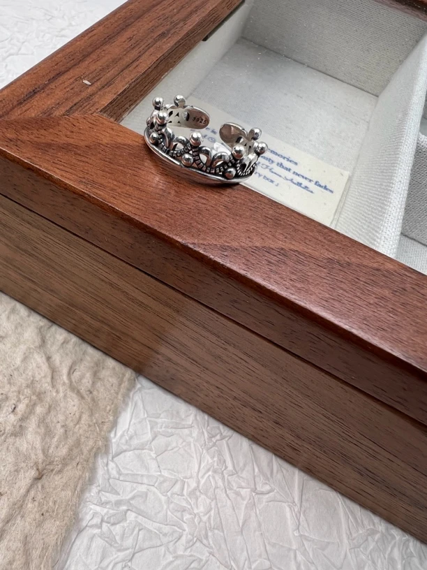 925银戒指 日韩厂高级复古微做旧立体皇冠银戒指11～16码