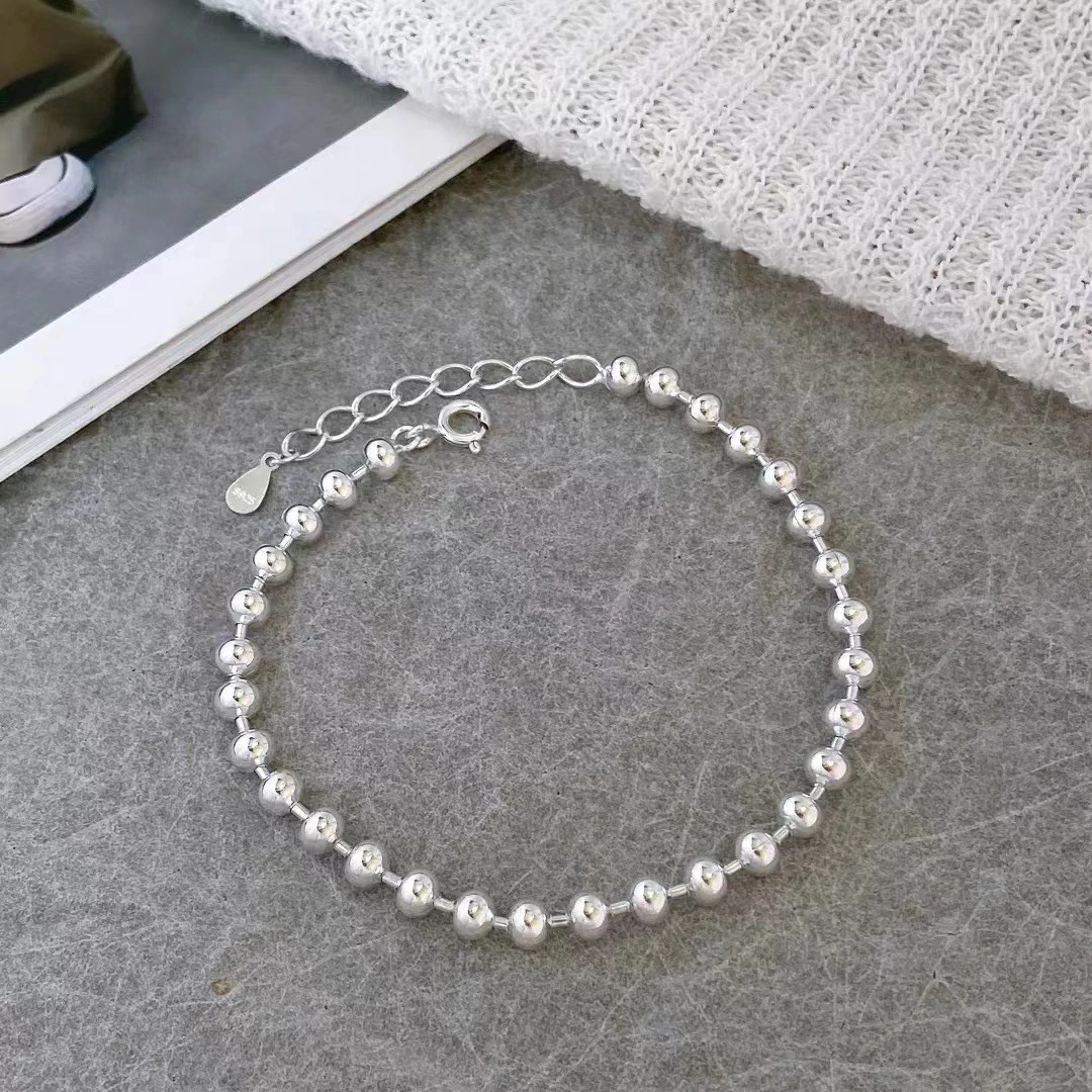 925银手链 日韩简约百搭时尚气质素款光珠银手链