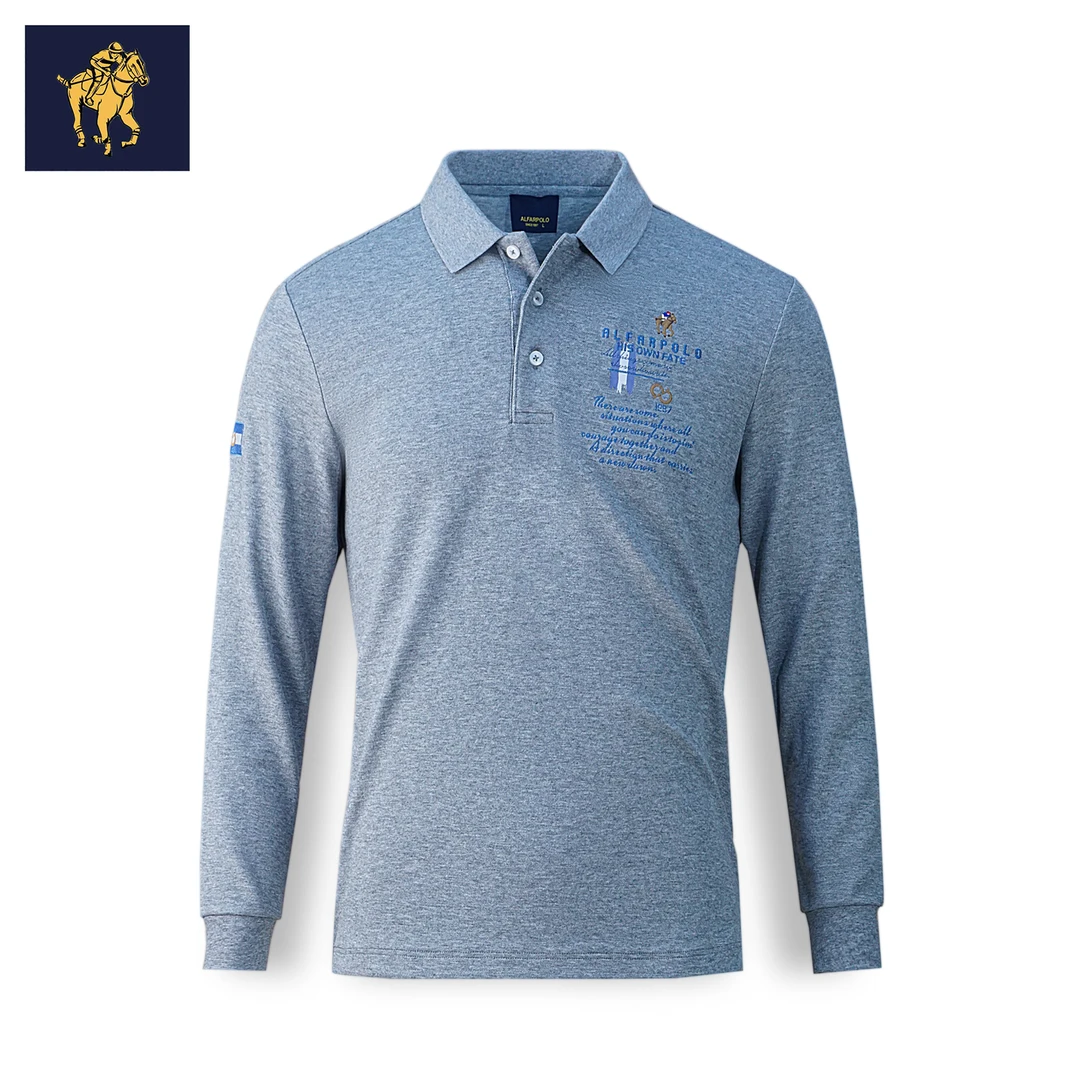 男士Polo衫潮流时尚纯色商务休闲撞色长袖男装翻领长恤秋季新款