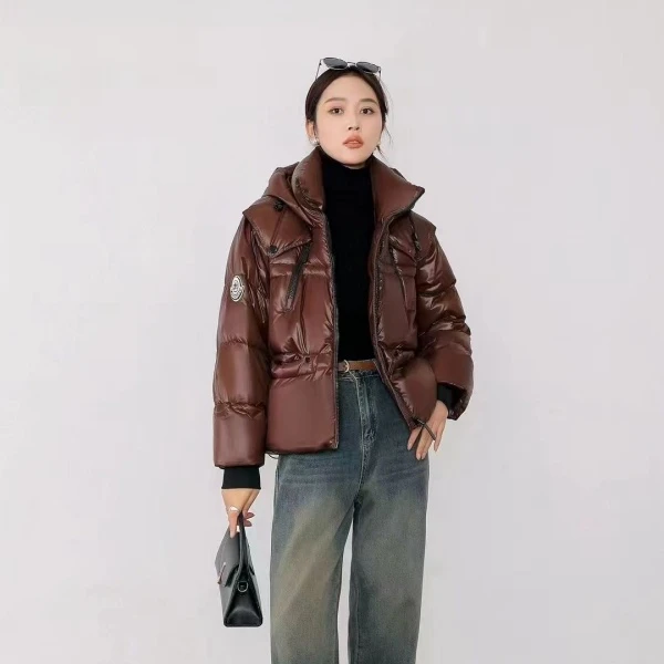 潮流风向标~！美拉德色系休闲百搭连帽款白鸭羽绒服 W4101