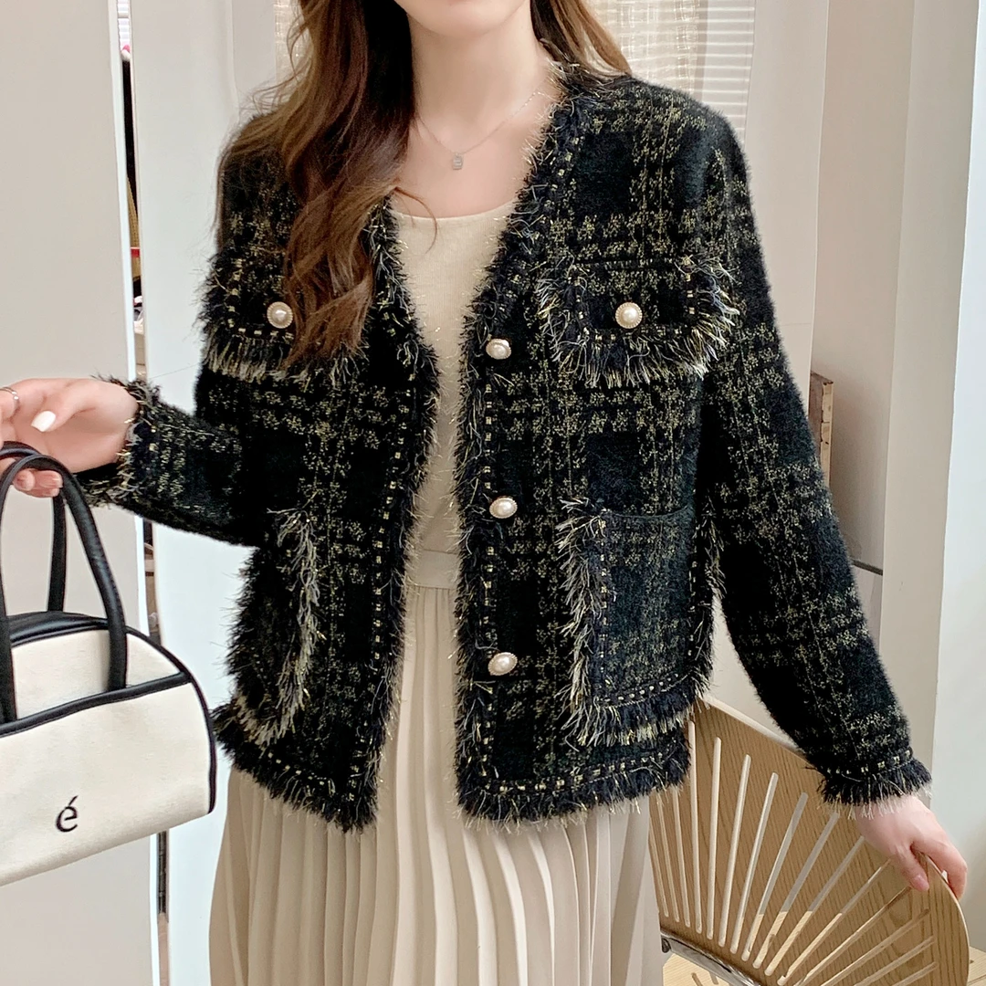 【思大大】2171小香风时尚百搭双面绒外套秋冬上衣女装气质洋气