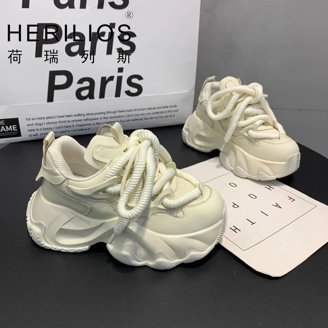 欧货松糕底机车老爹鞋女鞋ins潮2023秋季新款增高时尚单鞋休闲鞋I