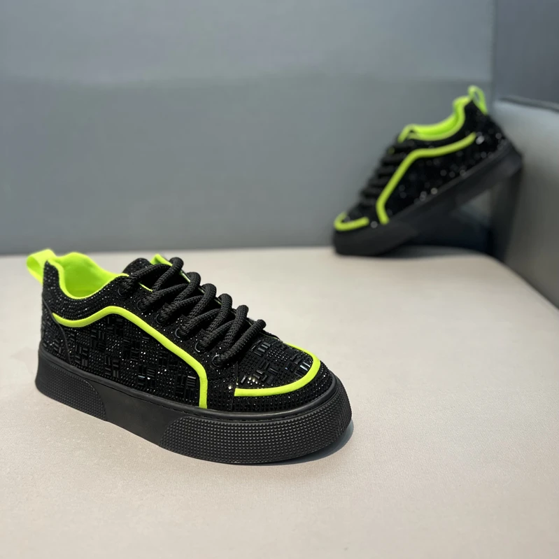 闪光烫钻潮流板鞋2024秋冬新款时尚百搭舒适小众个性男潮流休闲鞋