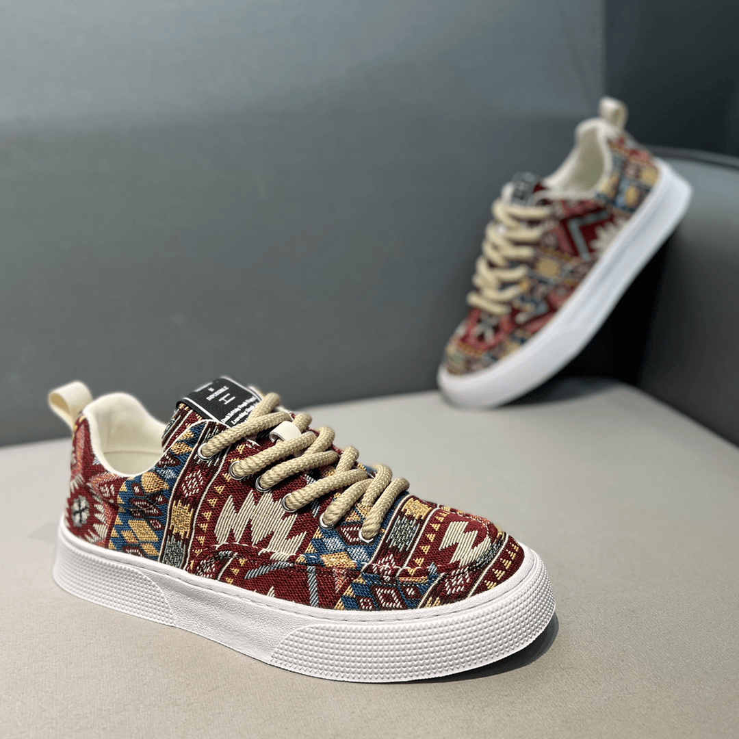 春夏新款大码板鞋时尚花纹运动百搭软底软面舒适透气潮流休闲鞋男