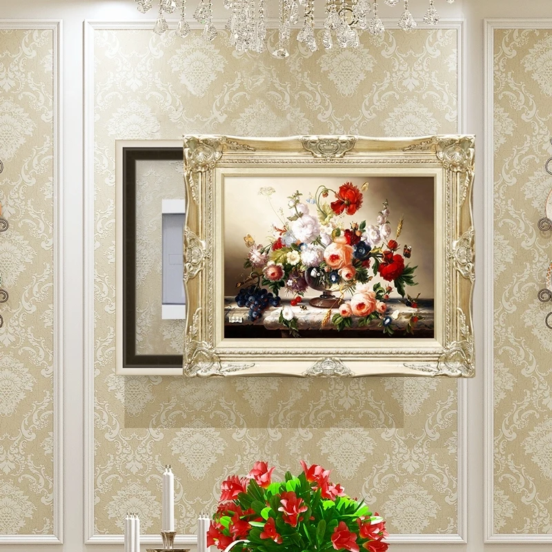 电表箱遮挡装饰画可推拉空开关箱装饰盒电闸箱电源箱壁画欧式油画