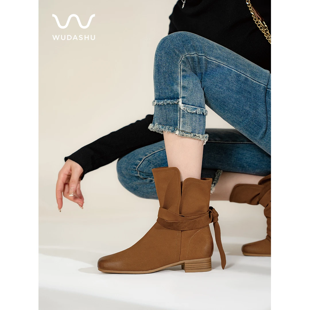 【内购】秋冬季新款复古真皮中筒时尚经典休闲时装靴女