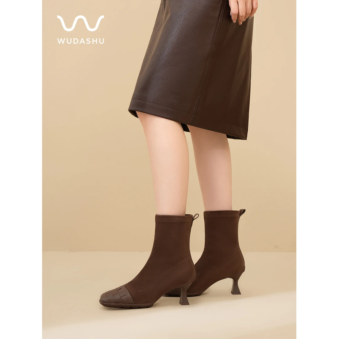 【清仓】新款法式真皮显瘦气质时尚百搭细跟尖头瘦瘦靴女27-569