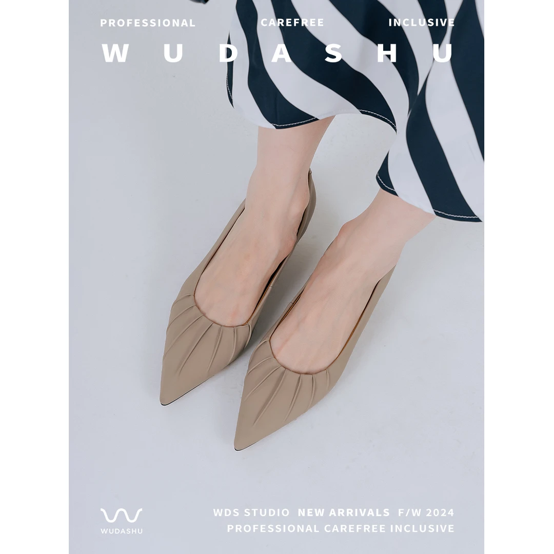 吴大叔春秋新款浅口高跟鞋时尚百搭小众软底尖头细跟单鞋职业女鞋