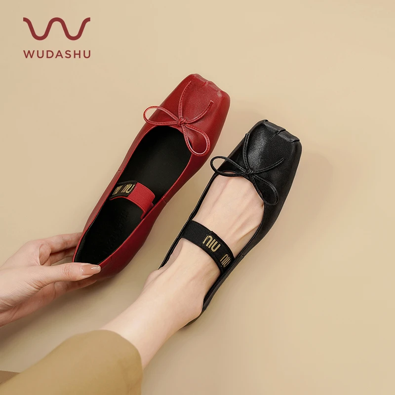 吴大叔夏季粗跟玛丽珍法式一字带小皮鞋休闲软底方头女鞋20-197